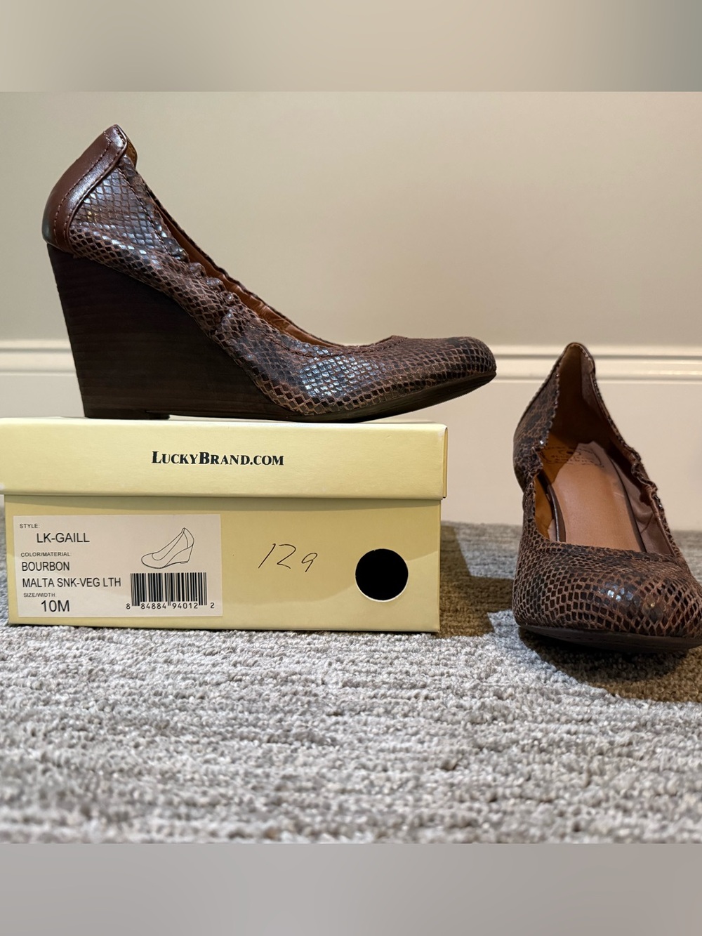 Lucky Brand Brown Snakeskin Wedge Heels